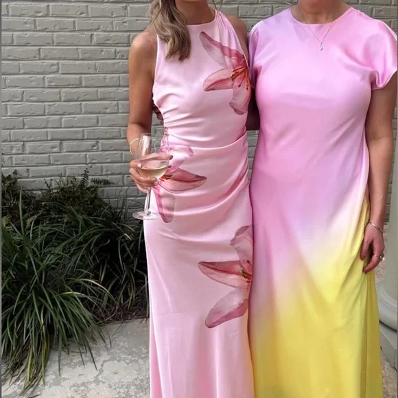 bhldn pink dress Wedding Dress Bhldn Mix And Match Beaded BHLDN Sheath Gown And Burgundy Suit